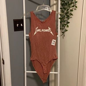 Charlotte Russe GIRL POWER leotard in a mauve color